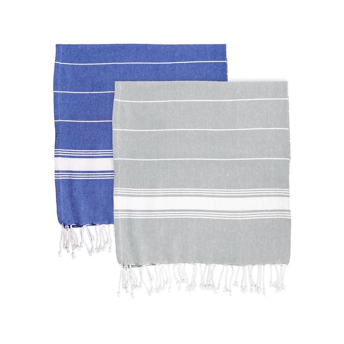 Nicola Spring Turkish Cotton Towels - Navy / Grey - Set Of 2