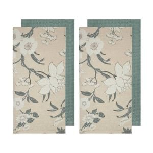 2x 2pc J.Elliot Home Nordhem Tea Towels 50x70x0.2cm Warm Beige Floral Multi
