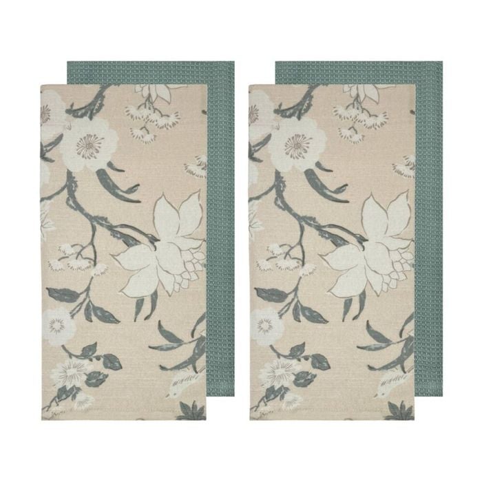 2x 2pc J.Elliot Home Nordhem Tea Towels 50x70x0.2cm Warm Beige Floral Multi
