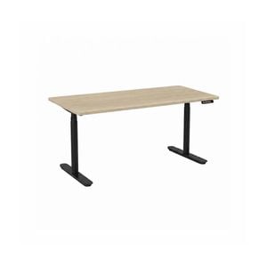 Olg Agile Motion Plus Round Leg Black Frame Nordic Maple Top Scallop Height Adjustable Desk L1800mm X W750mm