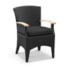 Kai Outdoor Wicker And Teak Dining Arm Chair - Charcoal with Vanilla