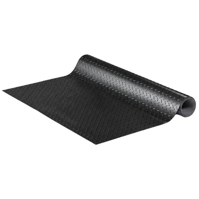 Kenova 1m Wide Black Checker Plate Garage Floor Matting - Cut To Length Per Metre