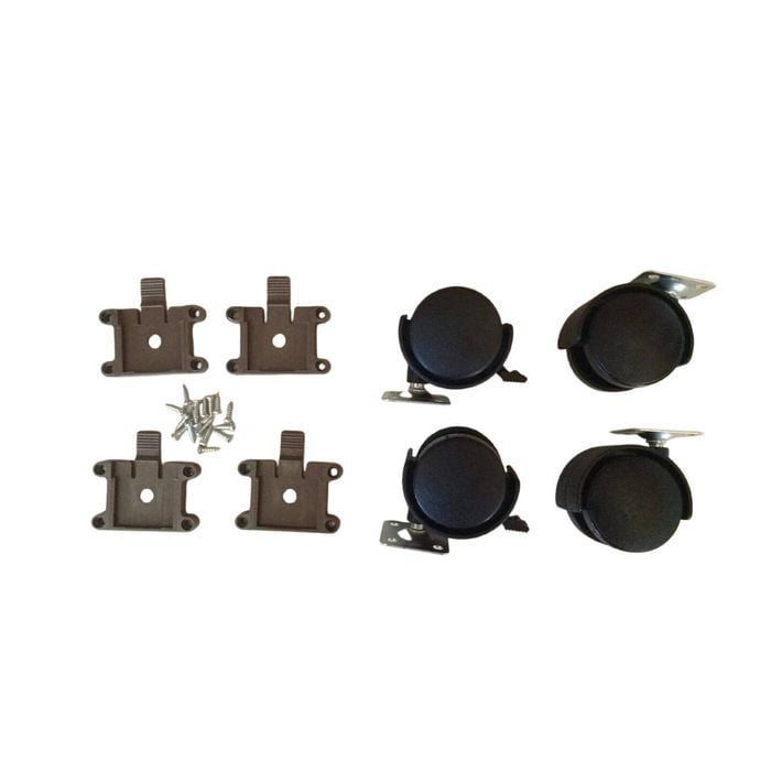Set Of 4 Black Plastic Castor Swivel Wheels Replacement With Screws
