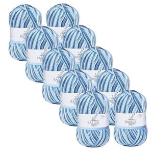 10x Malli 100g Blend Basic Poly/acrylic School Blue Multi Colour Yarn