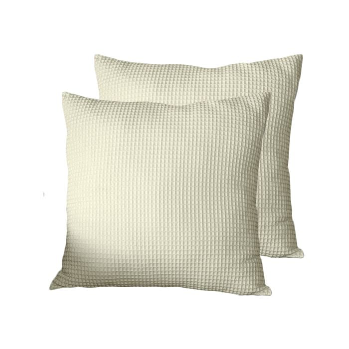 CottonMore 2pcs of 100% Cotton Cream Chunky Waffle European Covers 65x65cm