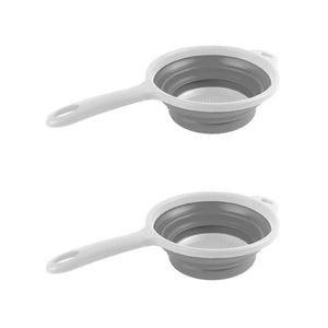 2x Kemasi Durable Ergonomic Collapsible Colander Grey/white W/ Handle - 32x18cm