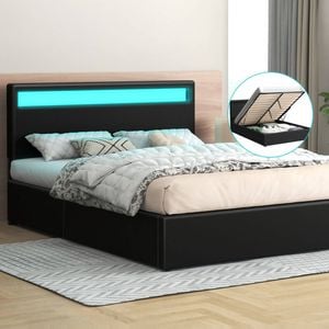 ALFORDSON Bed Frame RGB LED Gas Lift Queen
