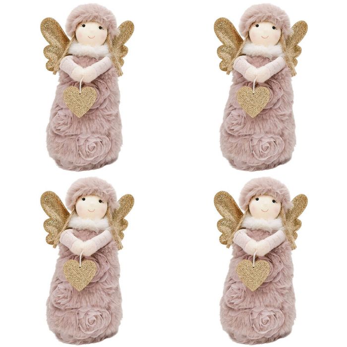 4PK Urban Rosie Girl Standing Christmas Decoration 19cm Pink/Gold