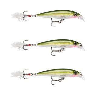 3x Rapala 8cm X Rap Jerkbait/Slashbait Hard Body Fishing Lures - Olive Green