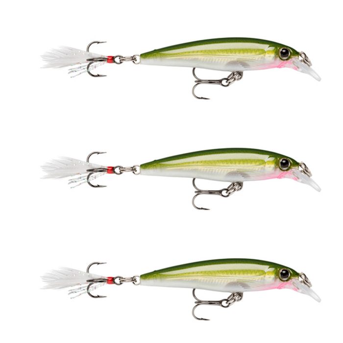 3x Rapala 8cm X Rap Jerkbait/Slashbait Hard Body Fishing Lures - Olive Green