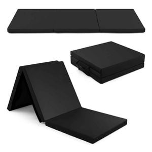 Costway Exercise Mat Gymnastics Tumbling Mat Pu Leather Yoga Mat Black