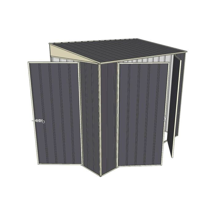 Build-a-Shed 1.2 x 2.3 x 2.0m Tunnel Shed Tunnel Hinged Door Plus Double Hinged Side Door - Grey