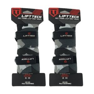 2x 2pc Lift-tech Pro Thumb Loop Wrist Support Adjustable Wrap Camo 20in
