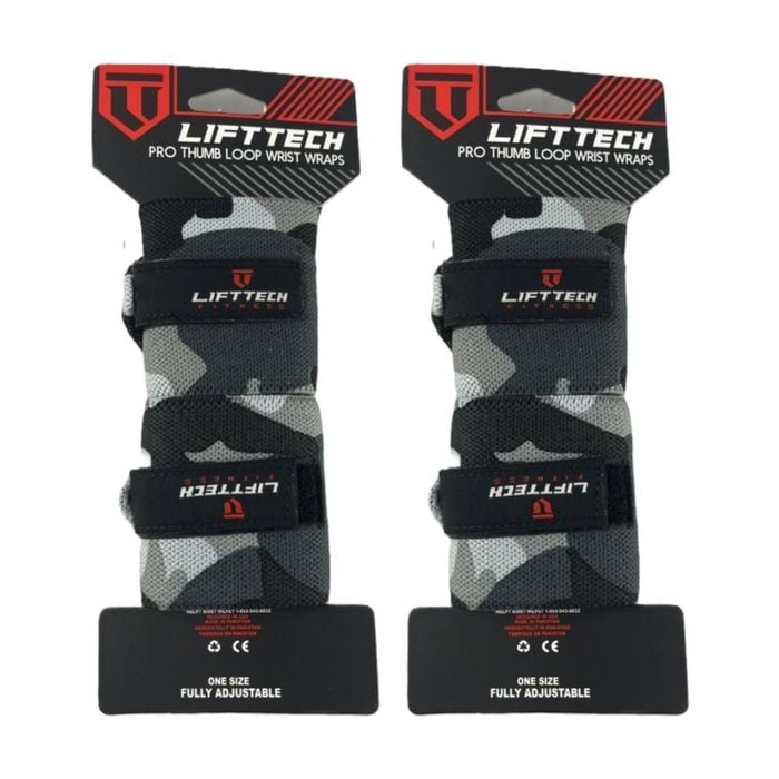 2x 2pc Lift-tech Pro Thumb Loop Wrist Support Adjustable Wrap Camo 20in