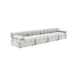 Foret 4 Seater Sofa Modular Arm Seat Tufted Velvet Lounge Couch Chaise Beige