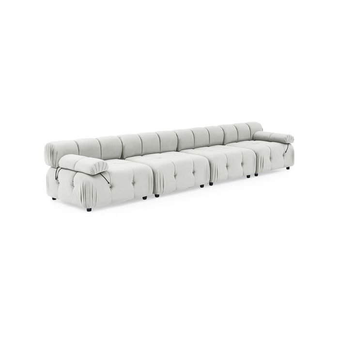 Foret 4 Seater Sofa Modular Arm Seat Tufted Velvet Lounge Couch Chaise Beige