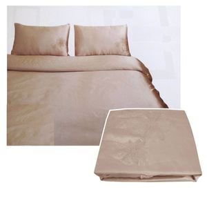 Bloomington Orchid Satin Embroidery Quilt Cover Set Latte King