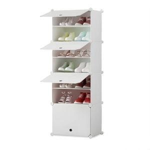 SOGA 7 Tier Single Column Shoe Rack White