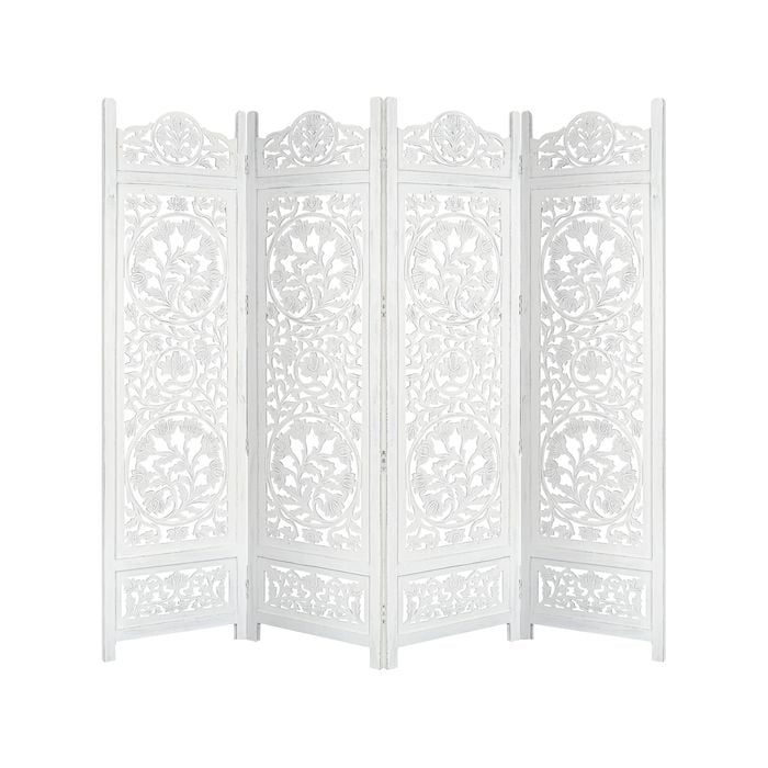 Koch 4 Panel Room Divider Screen Privacy Shoji Timber Wood Stand - White