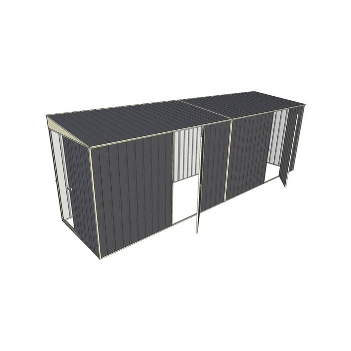 Build-a-Shed 1.5 x 6 x 2m Sliding Door Tunnel Shed with 2 Hinged Side Doors - Grey