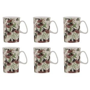 6PK Ashdene Trudy's Garden Silver Princess New Bone China Drinking Mug 320ml