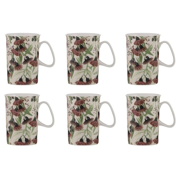 6PK Ashdene Trudy's Garden Silver Princess New Bone China Drinking Mug 320ml