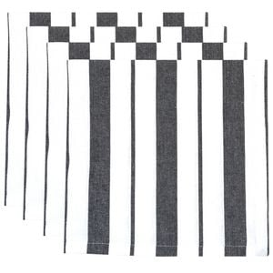 Set Of 4 Black French Stripe Cotton Napkins