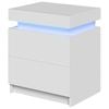 Ufurniture Bed Side Table LED RGB 2 Drawers Nightstand With Lift Up Storage Cabinet White