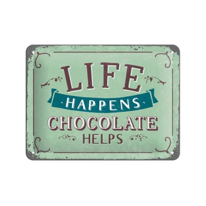 Nostalgic-Art Small Sign Life Happens - Chocolate Helps