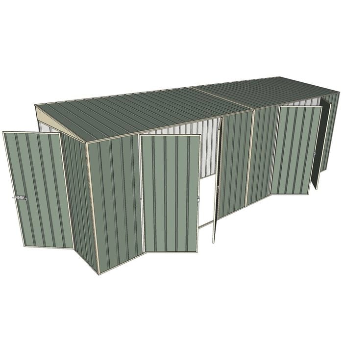 Build-a-Shed 1.5 x 6 x 2m Skillion Dual Double Hinged Side Doors Shed - Green