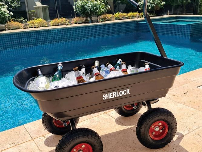 Cart loaded with ice and drinks