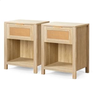 Alfordson Set of 2 Bedside Table 1 Drawer Wood