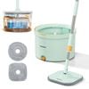 Premium Microfiber Round Mop Bucket Set w/ Clean & Dirty Water Separation 360 Degree Light Green