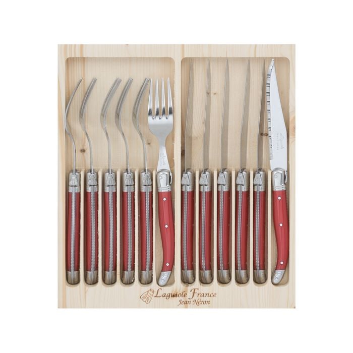 12pc Cutlery Set - Made in France - Red