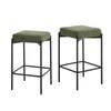 Oikiture 2x Bar Stools Kithen Counter Stool Metal Green