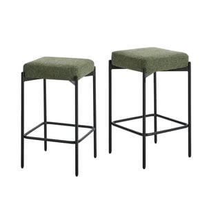 Oikiture 2x Bar Stools Kithen Counter Stool Metal Green