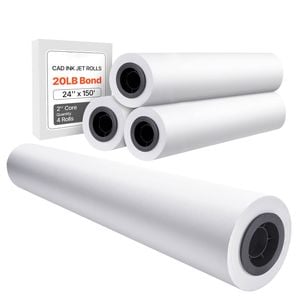 Vevor 609.6 Mm X 45.7 M Wide Format Paper White 4 Rolls Cad Bond Rolls With 50.8 Mm Core 10 Kg