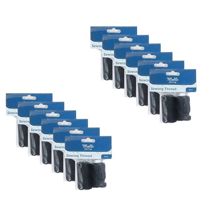 12pk Malli Sewing Thread Spool Hand Sewing Thread Diy Sewing Supplies 500m Black