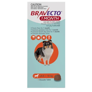 Bravecto Chew 1 Month For Small Dogs (4.5-10kg) Orange - 1 Pack