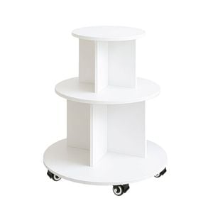 Lauft Rotating 3-tier Display Shelf Round Organizer Rack Lockable Wheels