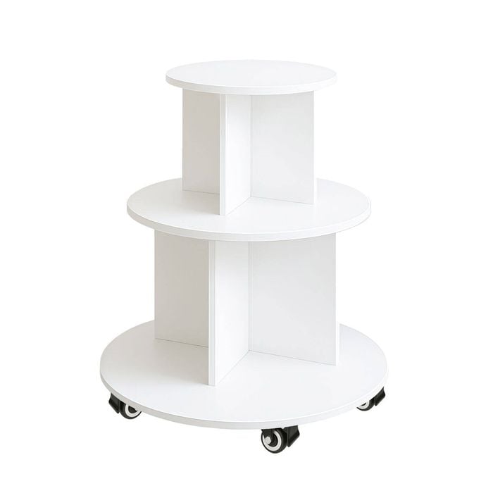 Lauft Rotating 3-tier Display Shelf Round Organizer Rack Lockable Wheels