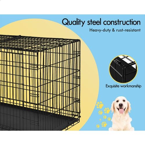 BEASTIE 48 Inch Dog Cage Foldable Metal Cat Puppy Pet Crate Bunnings Australia