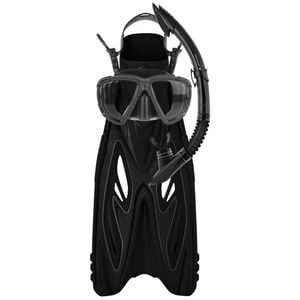 4pc Mirage Rayzor Gold Snorkelling Mask/Snorkel/Fins Set S/M Black
