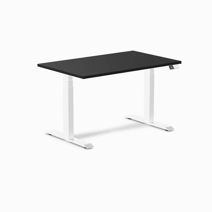 Desky Dual Melamine Sit Stand Desk White Frame 120cm