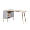 Design Square Purra Modern Computer Study Home Office Desk W/ 3-Shelf 2-Drawers - Oak/White