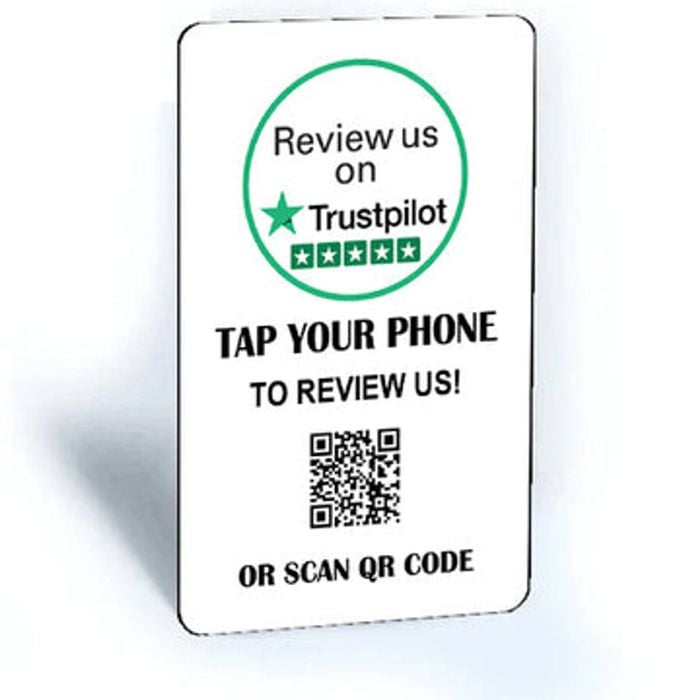 Tap and Share Contactless Smart NFC 'Review us on Trustpilot' Card + QR code