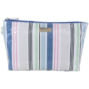 Wicked Sista Anderson Stripe Large Luxe Cosmetic Waterproof Makeup Bag Blue