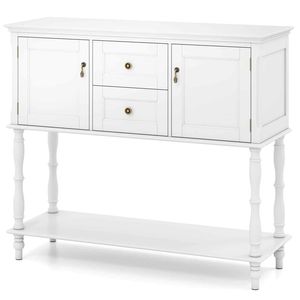 Costway Console Table Buffet Cupboard 2 Drawer 2 Door Cabinets-White