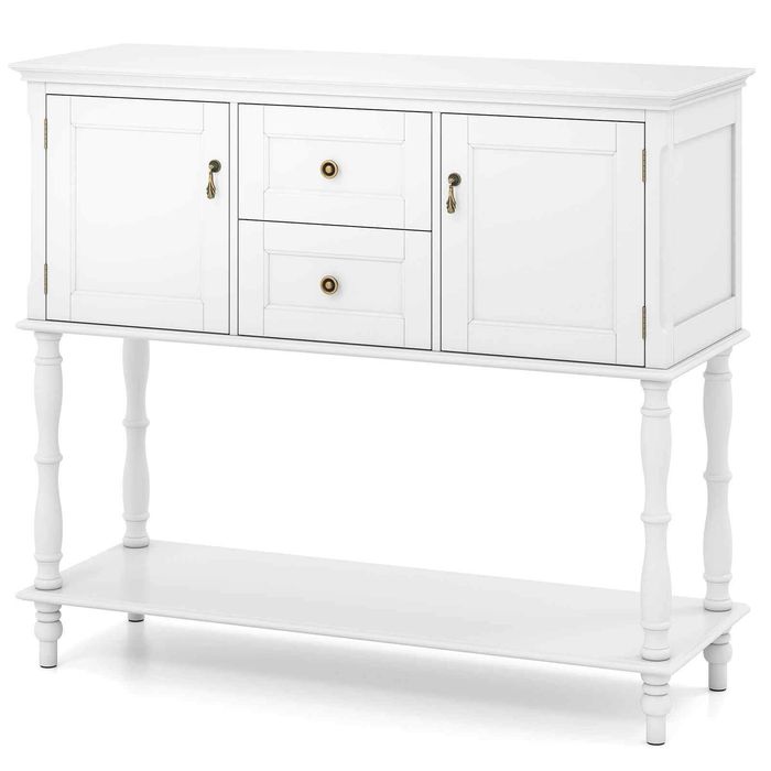 Costway Console Table Buffet Cupboard 2 Drawer 2 Door Cabinets-White
