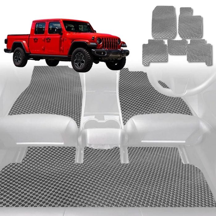 6D Diamond Car Floor Mats for Jeep Gladiator 2020-Current-Full Set-Grey-Outback GT